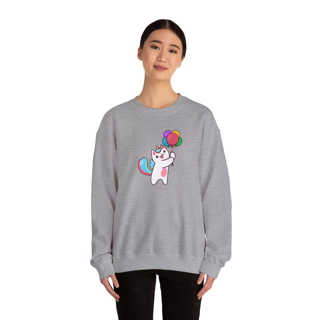 Caticorn and Balloons Unisex Crewneck Sweatshirt