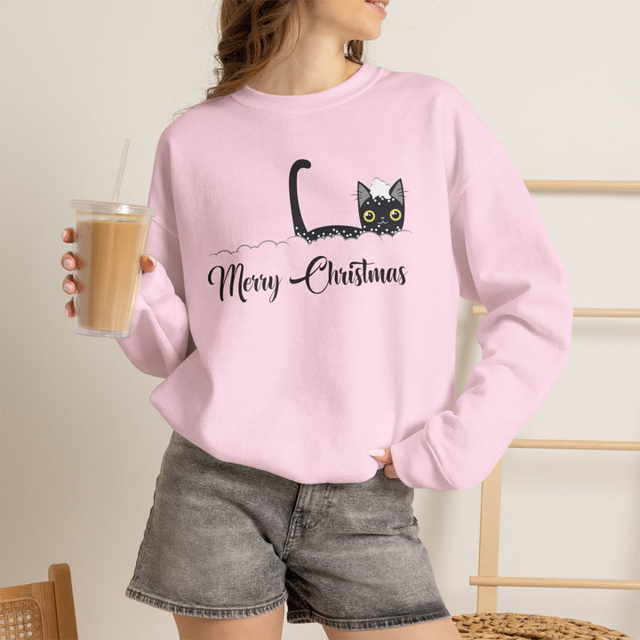 Snowy Christmas Cat Unisex Crewneck Sweatshirt