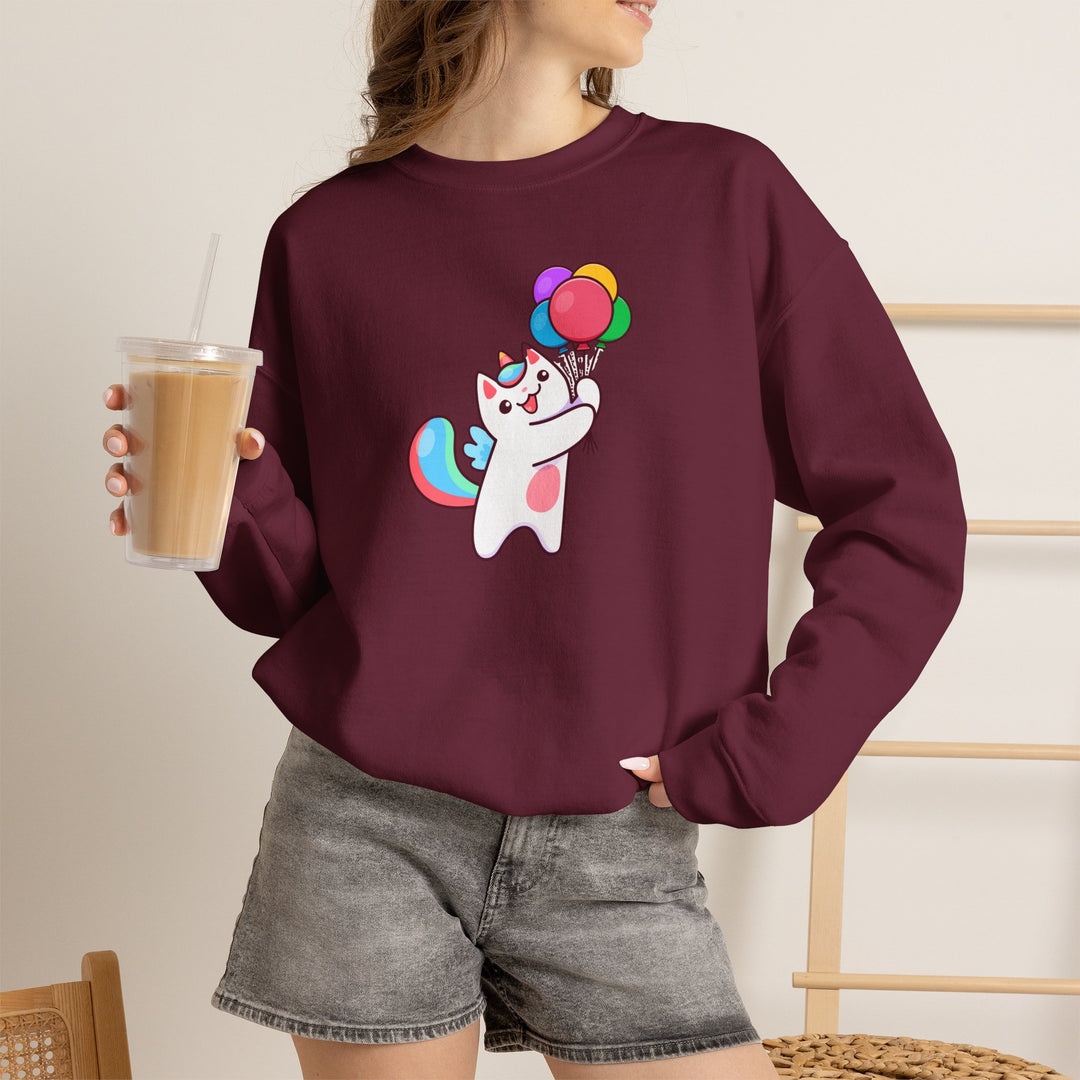 Caticorn and Balloons Unisex Crewneck Sweatshirt