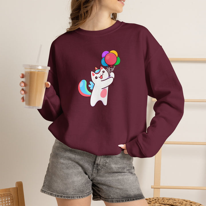 Caticorn and Balloons Unisex Crewneck Sweatshirt