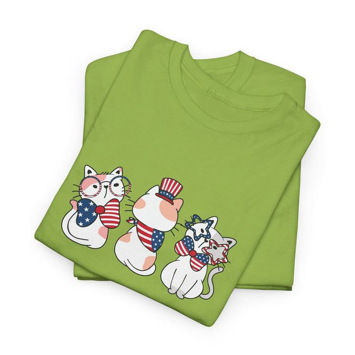 Flag Waving Cats Cotton Tee
