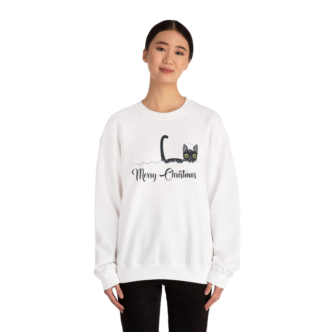 Snowy Christmas Cat Unisex Crewneck Sweatshirt