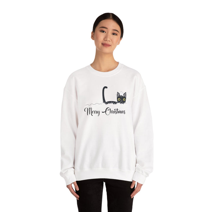 Snowy Christmas Cat Unisex Crewneck Sweatshirt