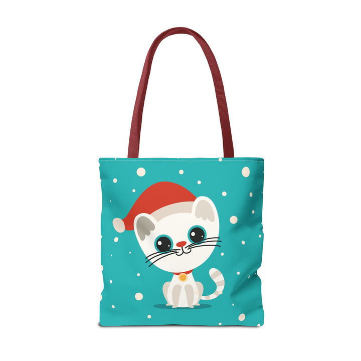 Teal Santa Cat Tote Bag