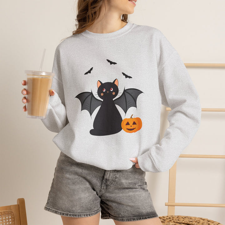 Bat Cat Halloween Crewneck Sweatshirt