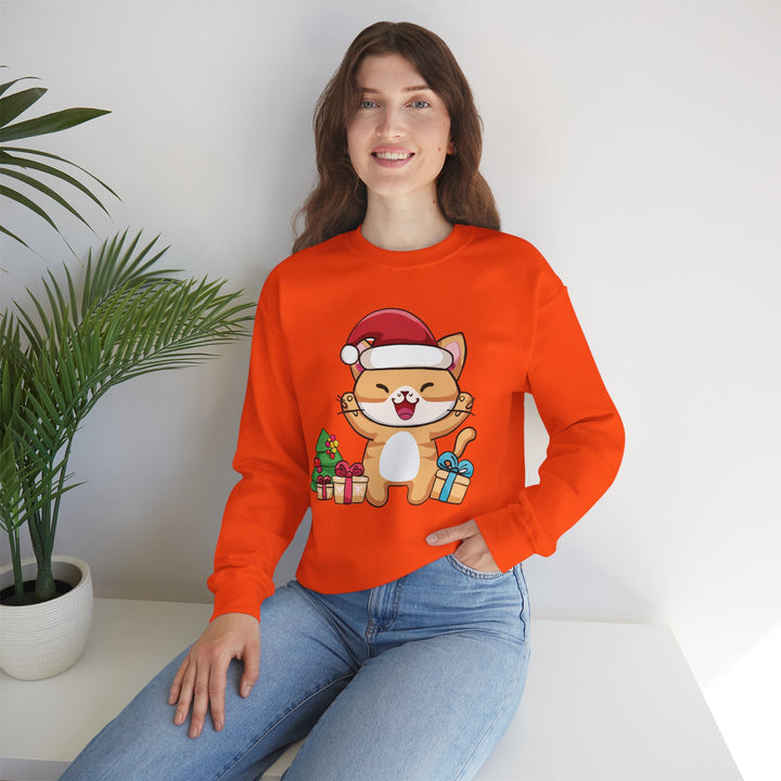 Happy Santa Cat Crewneck Sweatshirt