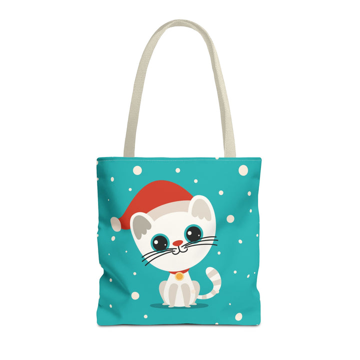 Teal Santa Cat Tote Bag