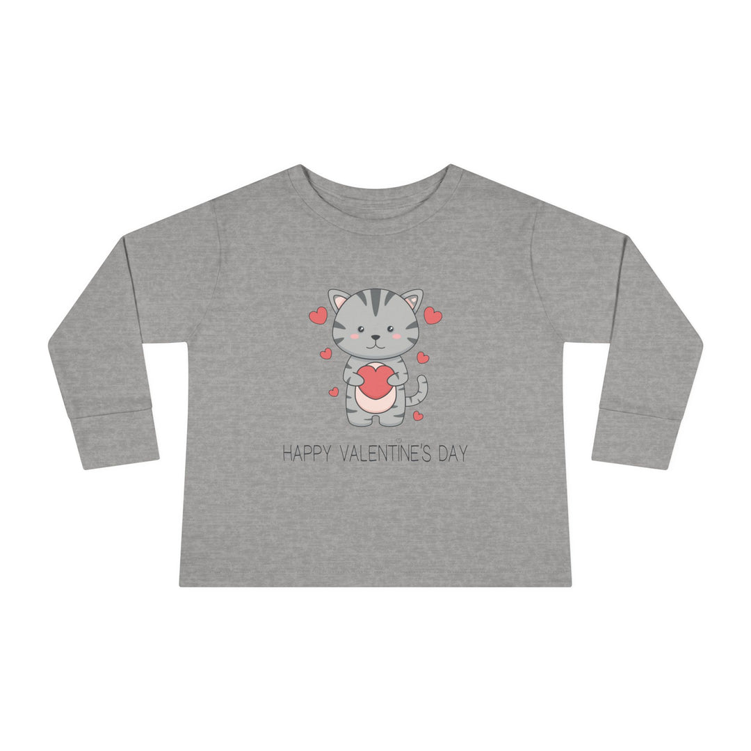 Valentine Cat Toddler Long Sleeve Tee