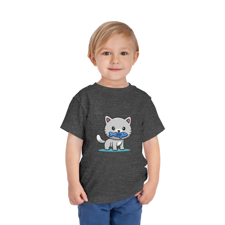 Cat Eating A Fish Toddler Tee
