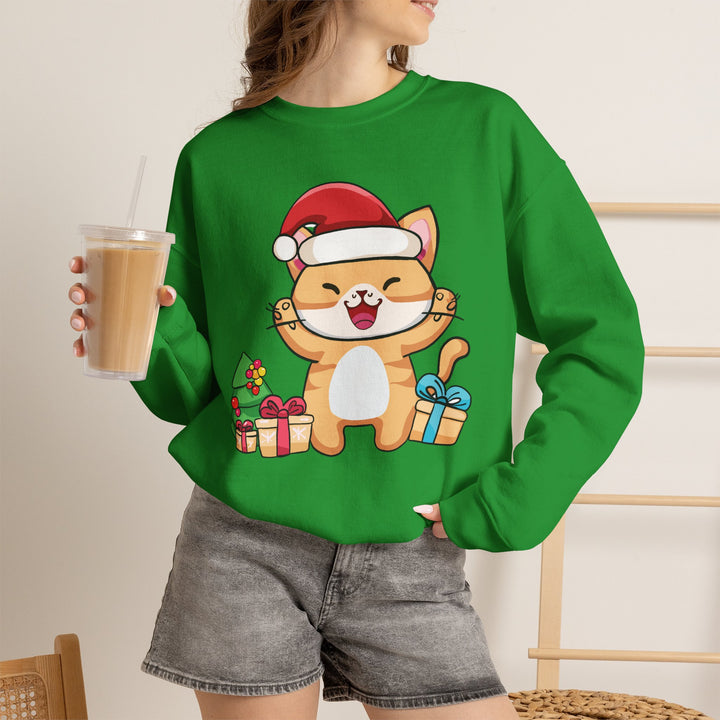 Happy Santa Cat Crewneck Sweatshirt