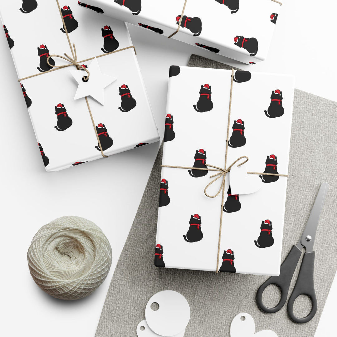 Black Cat in A Santa Hat Gift Wrap