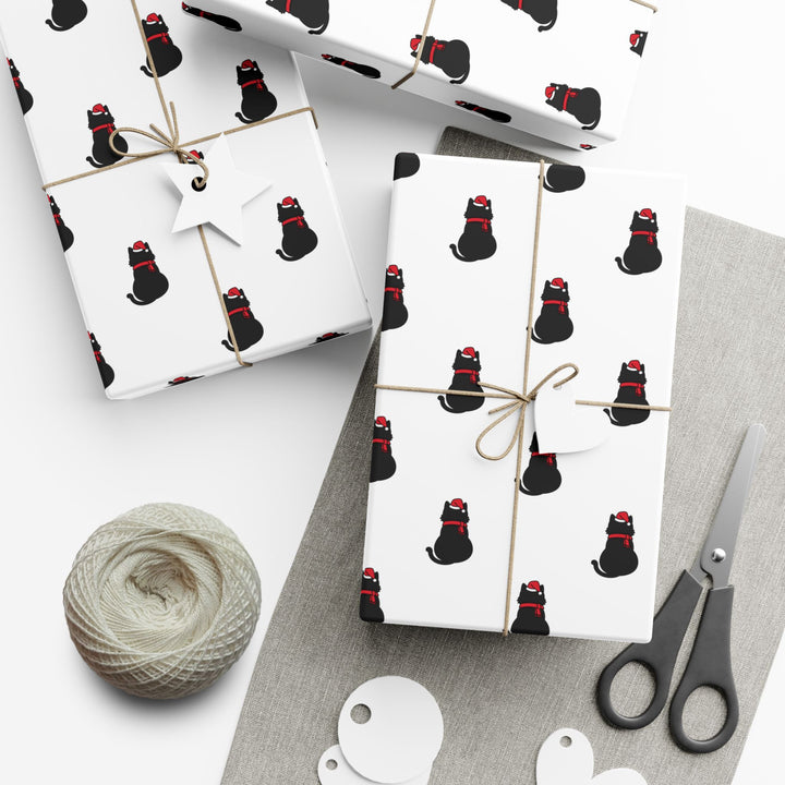 Black Cat in A Santa Hat Gift Wrap
