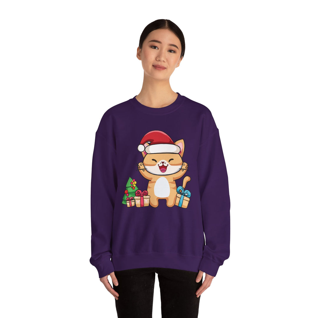 Happy Santa Cat Crewneck Sweatshirt