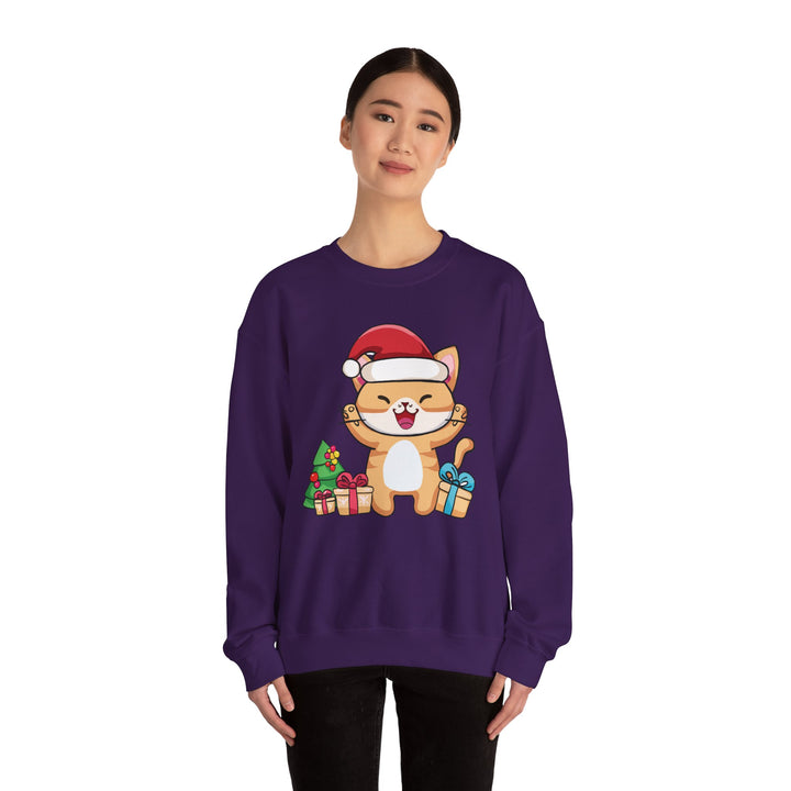 Happy Santa Cat Crewneck Sweatshirt