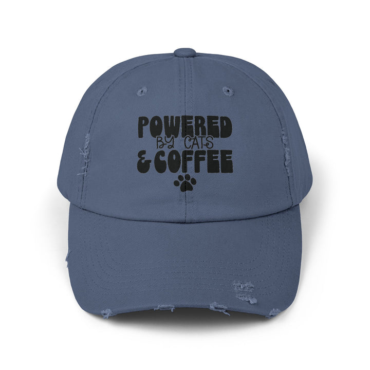 Cats and Coffee Unisex Distressed Hat