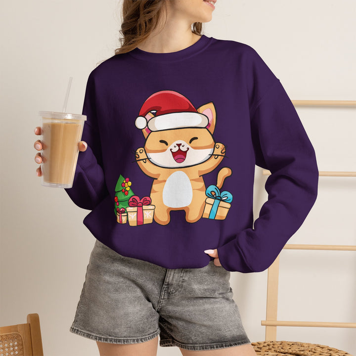 Happy Santa Cat Crewneck Sweatshirt