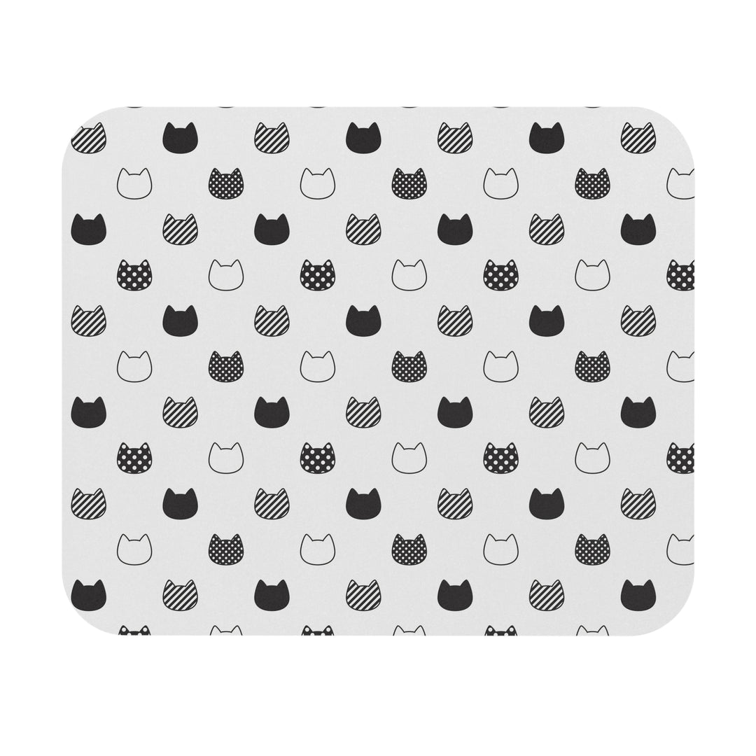 Patterned Black and White Cat Head Mouse Pad
