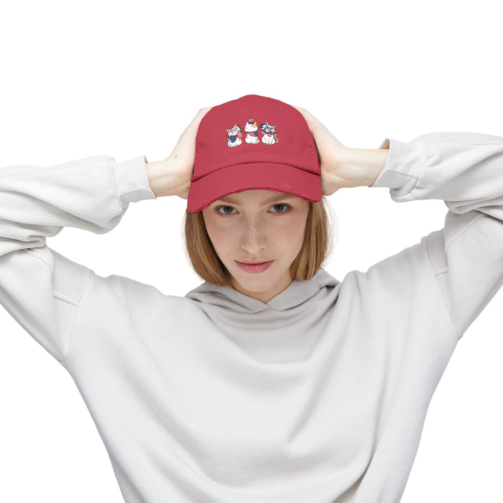 Flag Waving Cats Unisex Distressed Hat