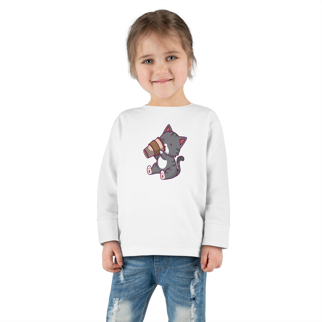 Coffee Kitty Toddler Long Sleeve Tee