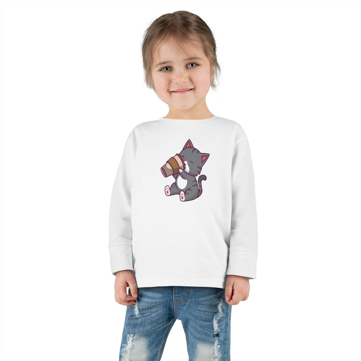 Coffee Kitty Toddler Long Sleeve Tee