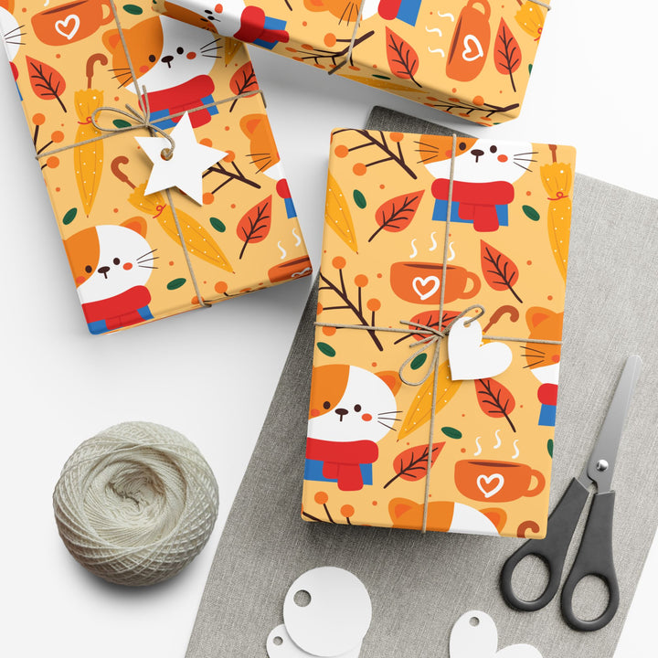 Cozy Fall Cat Gift Wrap