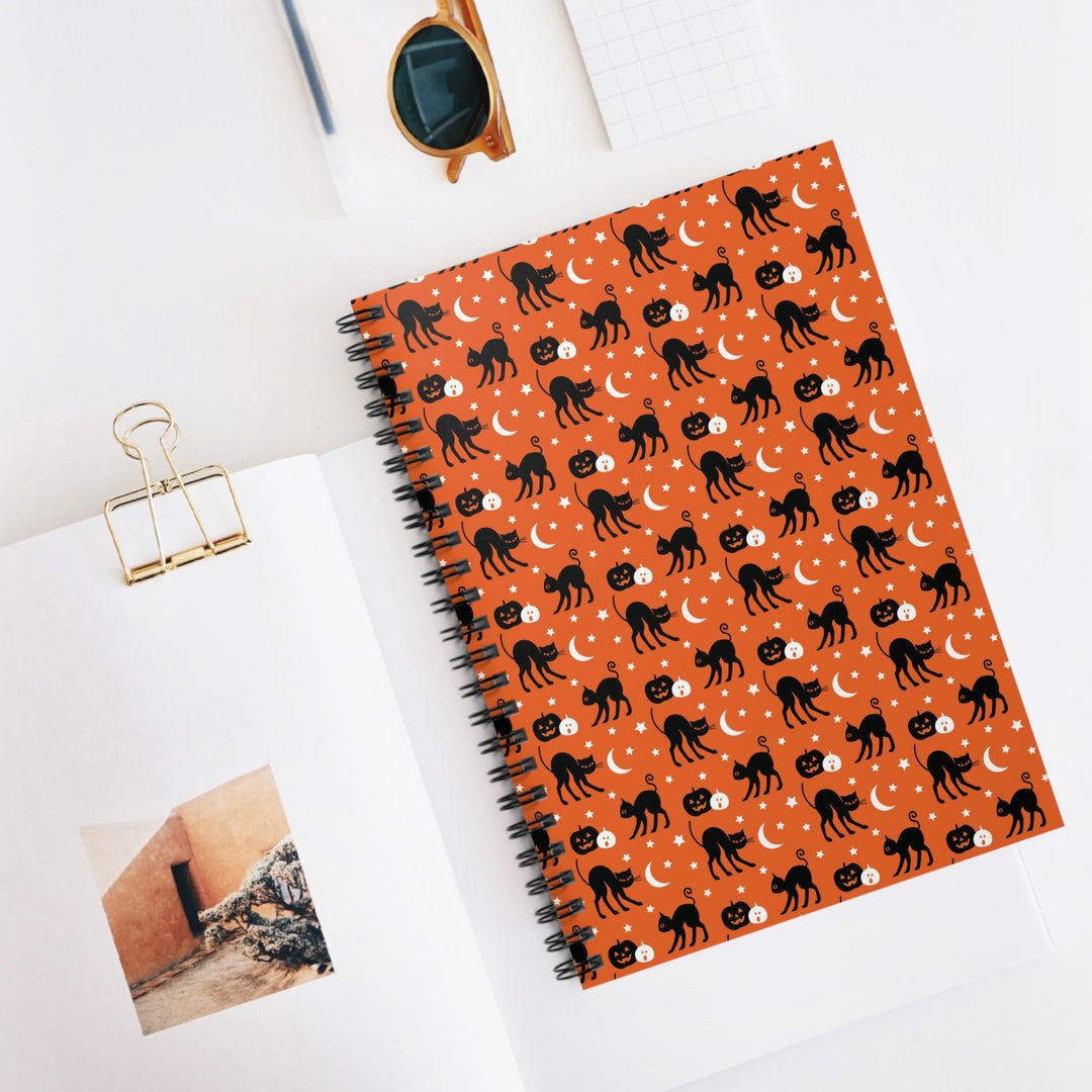 Black Cats and Pumpkins Spiral Notebook