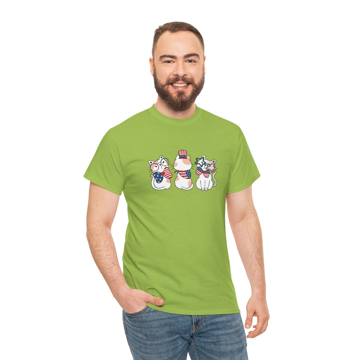Flag Waving Cats Cotton Tee