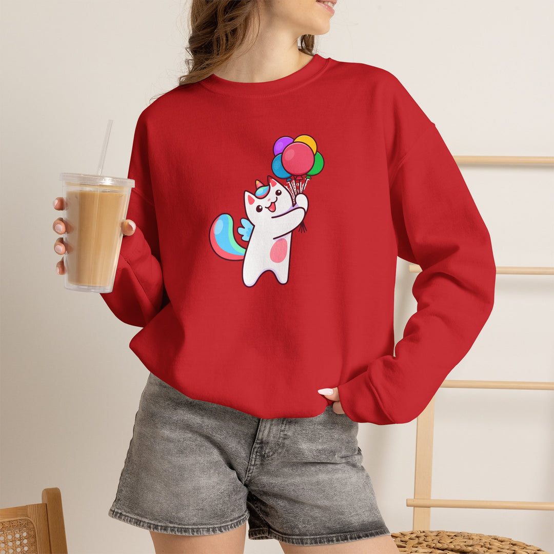 Caticorn and Balloons Unisex Crewneck Sweatshirt