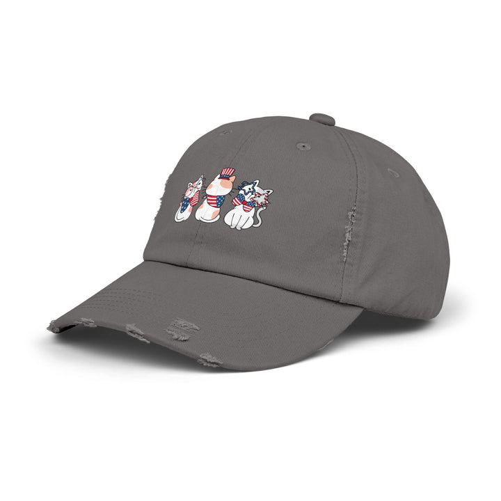 Flag Waving Cats Unisex Distressed Hat