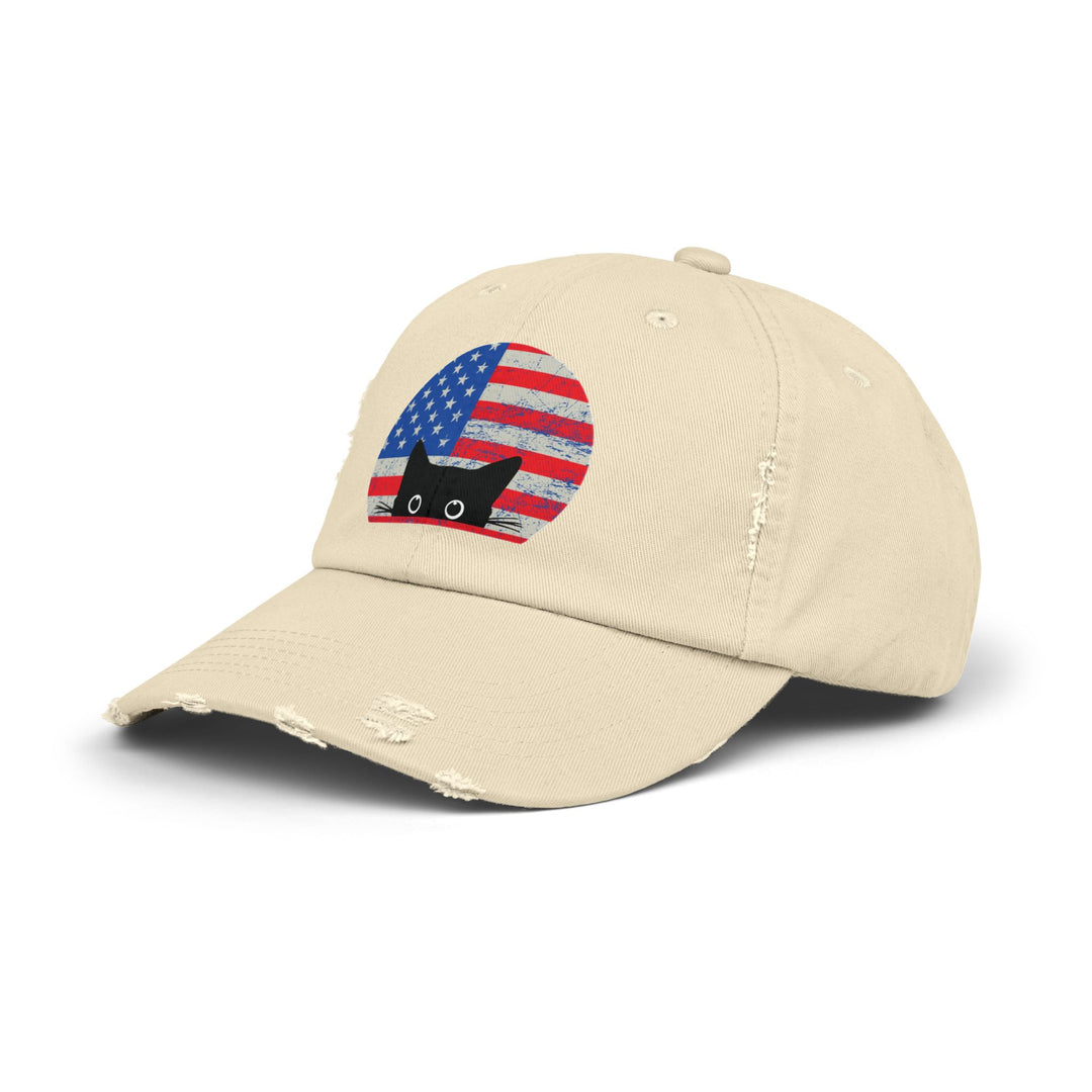 Star Spangled Kitty Unisex Distressed Hat