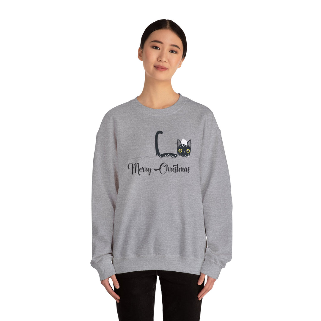 Snowy Christmas Cat Unisex Crewneck Sweatshirt