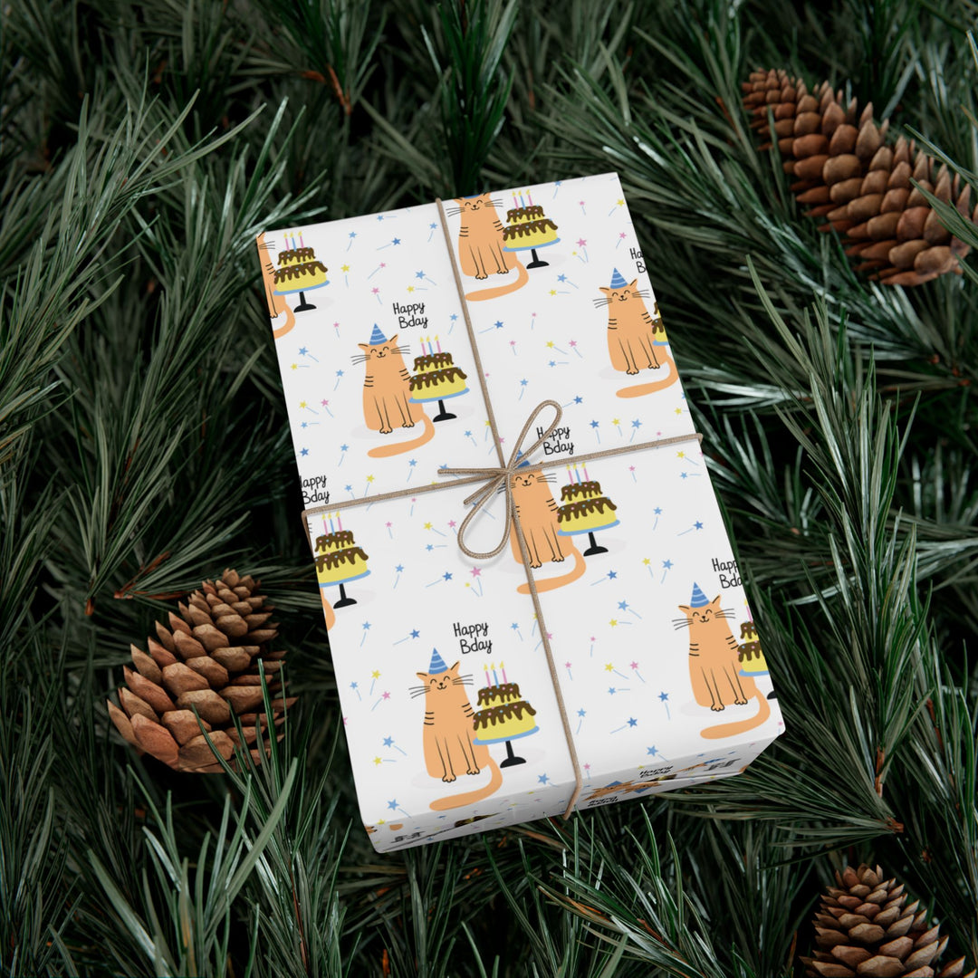 Happy Bday Cat Gift Wrap