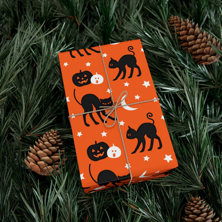 Black Cats and Pumpkins Gift Wrap