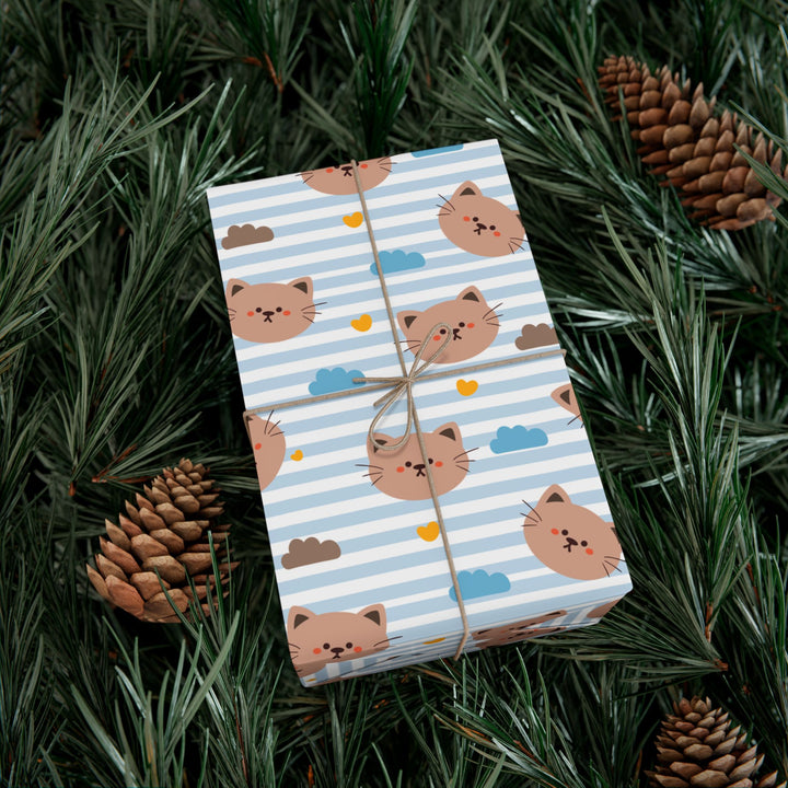 Blue Stripes Cat Gift Wrap