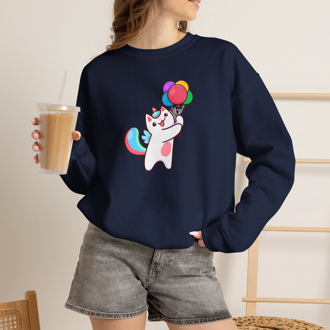 Caticorn and Balloons Unisex Crewneck Sweatshirt