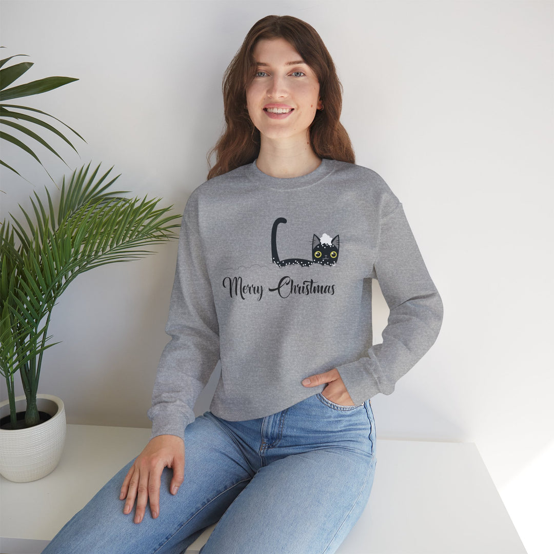 Snowy Christmas Cat Unisex Crewneck Sweatshirt
