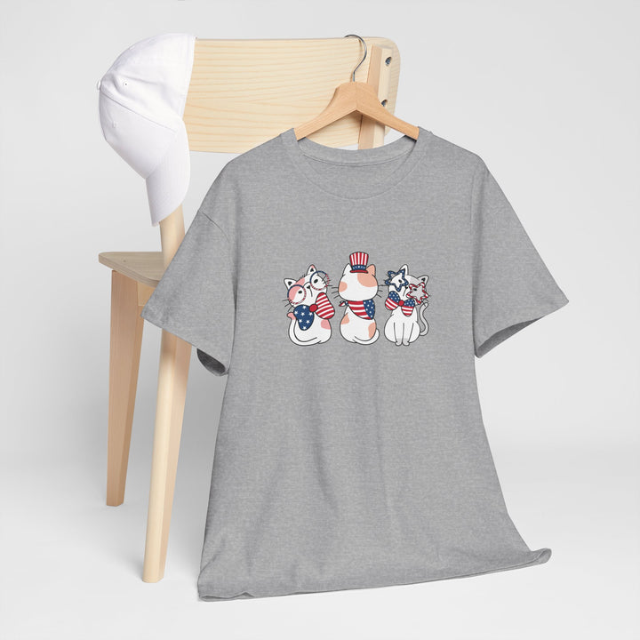 Flag Waving Cats Cotton Tee