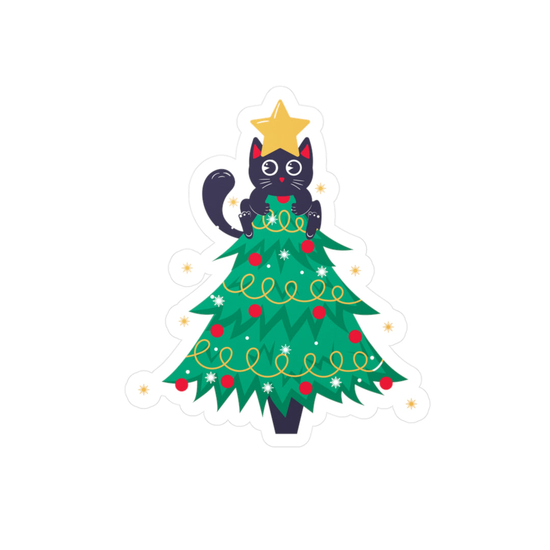 Cat Christmas Tree Sticker