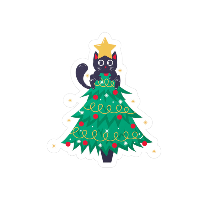 Cat Christmas Tree Sticker