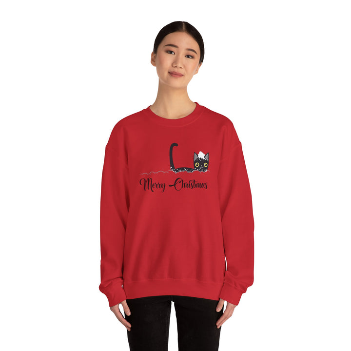 Snowy Christmas Cat Unisex Crewneck Sweatshirt