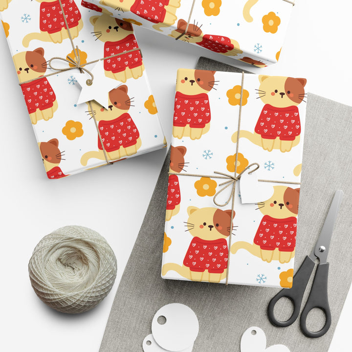 Heart Sweater Cat Gift Wrap