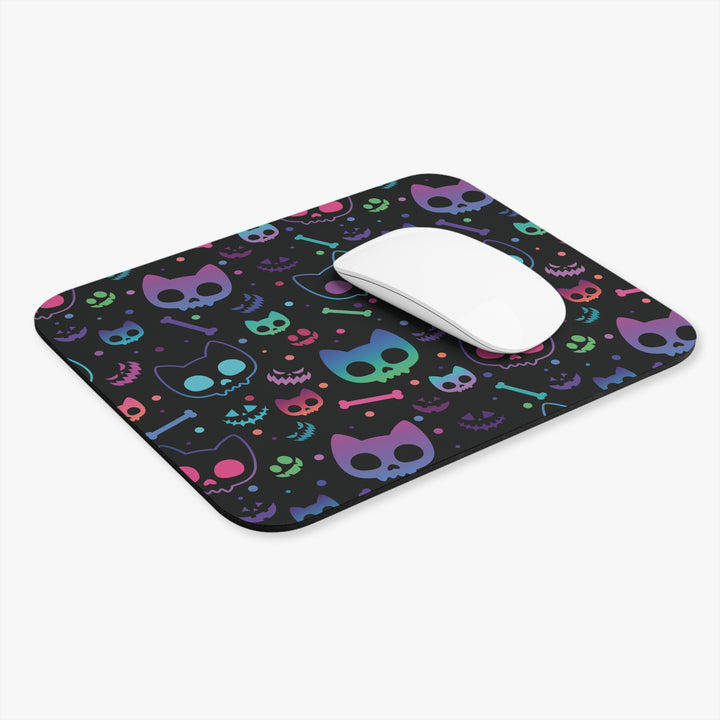 Neon Cat Skeleton Mouse Pad