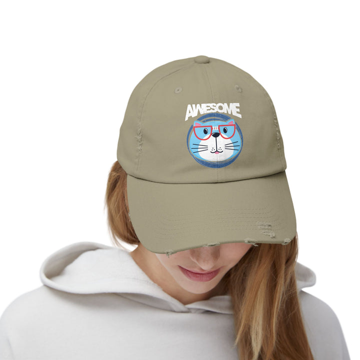 Awesome Cat Unisex Distressed Hat