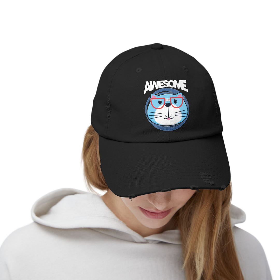 Awesome Cat Unisex Distressed Hat