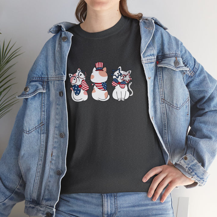 Flag Waving Cats Cotton Tee