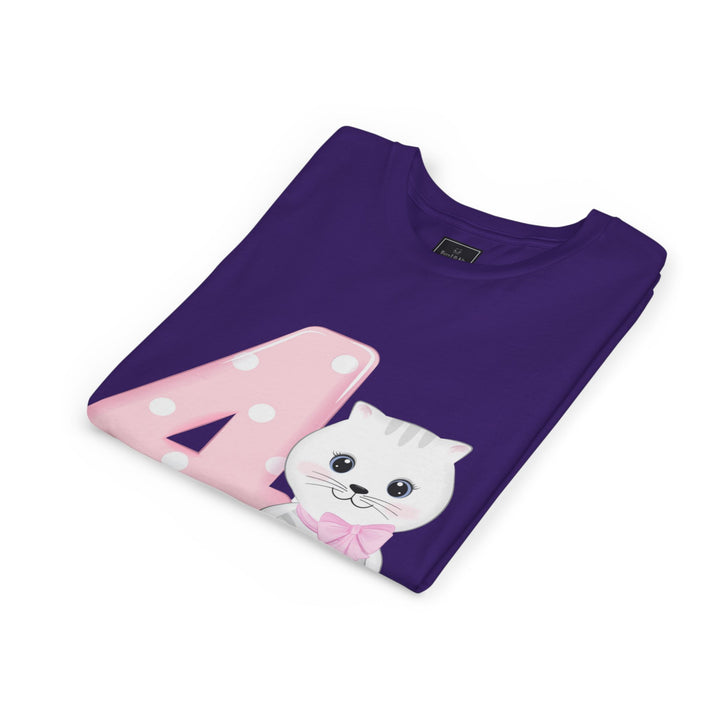 Happy 4th Birthday Cat Youth Short Sleeve Tee