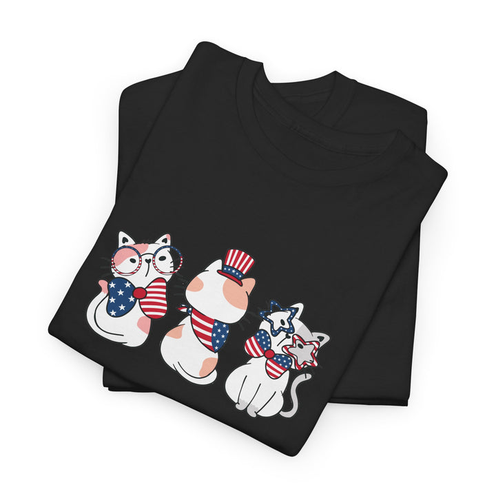Flag Waving Cats Cotton Tee