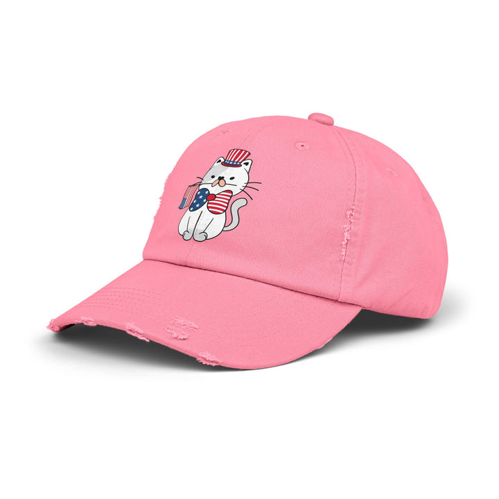 Patriotic Cat Unisex Distressed Hat