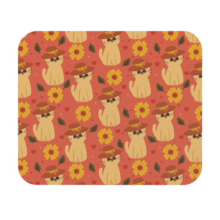 Straw Hat Cat Mouse Pad