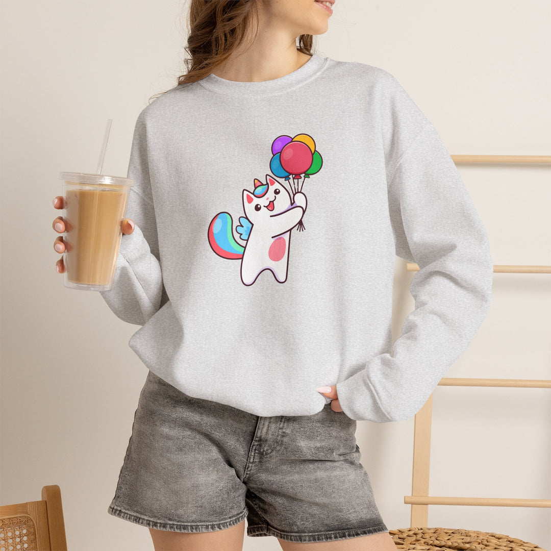 Caticorn and Balloons Unisex Crewneck Sweatshirt